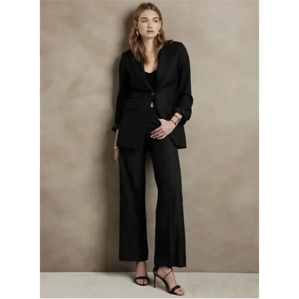 Banana Republic Lido Wide Leg Wool Pant | Black #746688 - Picture 3 of 16